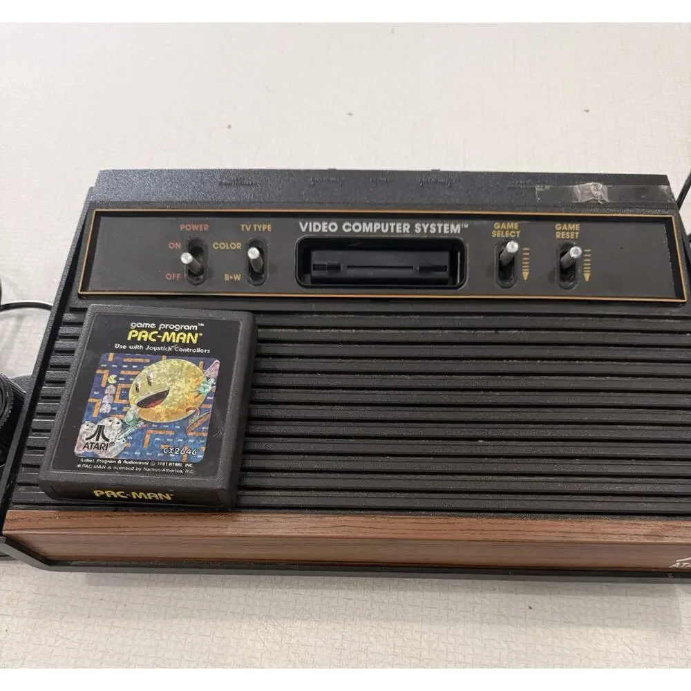 Atari 2600 Black Video Game Console Bundle with Pac-Man Game